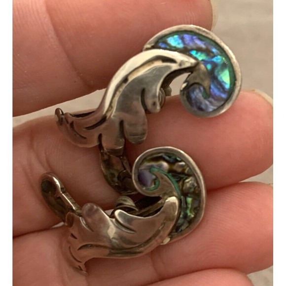 Margot de Taxco Sterling Silver 925 Mexico Necklace and Screw Earring Set 1950's - Picture 11 of 16